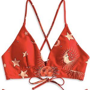 Sun and Moon Lace Up Bikini Top
